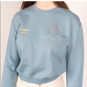 Paloma Wool blue cropped crew neck.